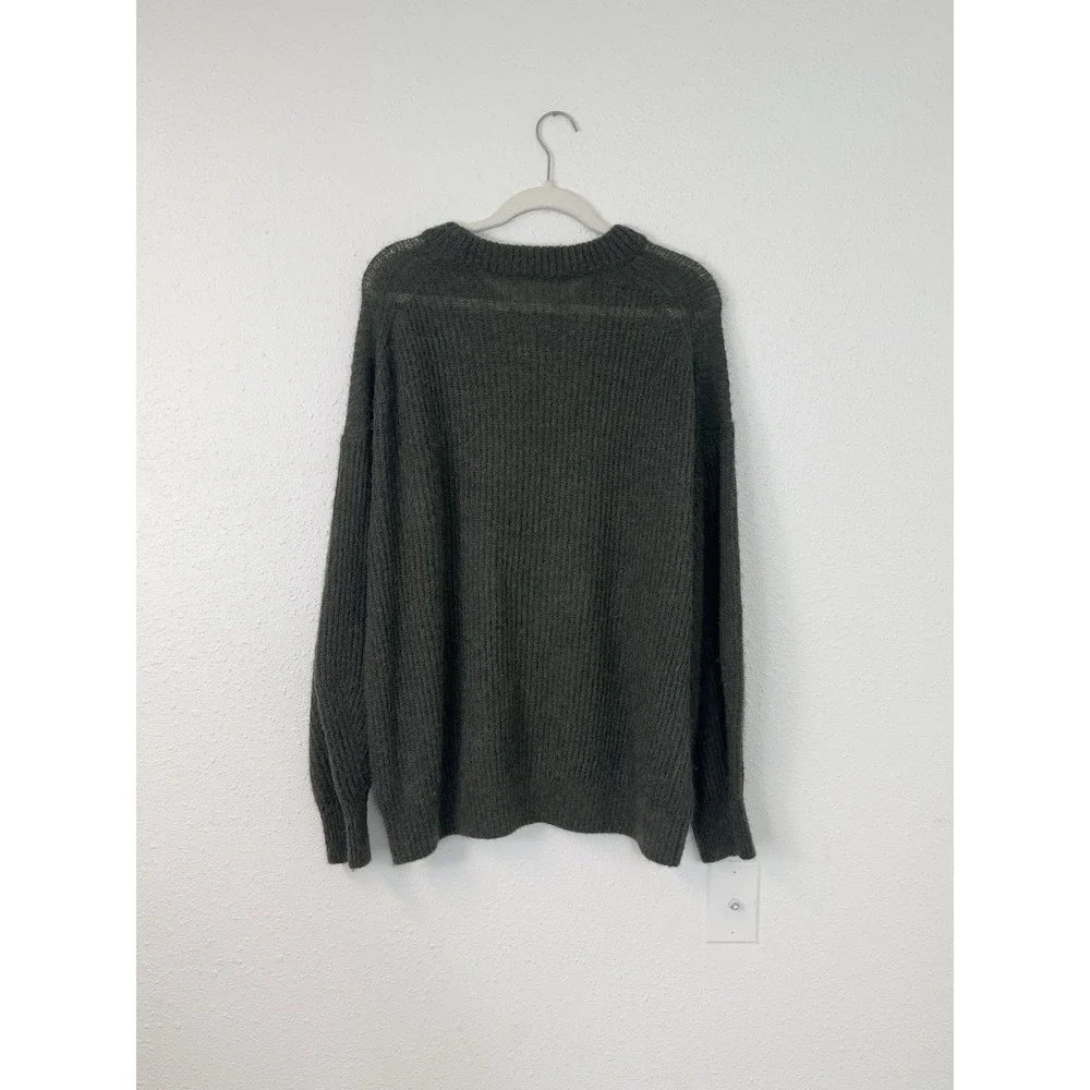 Everlane The Cocoon Crew in Alpaca Sweater Olive Green Semi Sheer Cozy Size XL